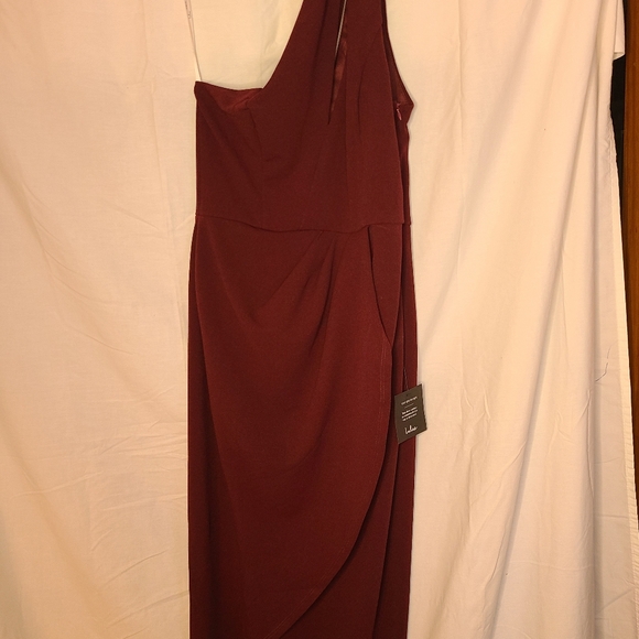 Lulus Burgundy One-Shoulder Cutout Asymmetrical Dress Size Medium - Picture 12 of 12